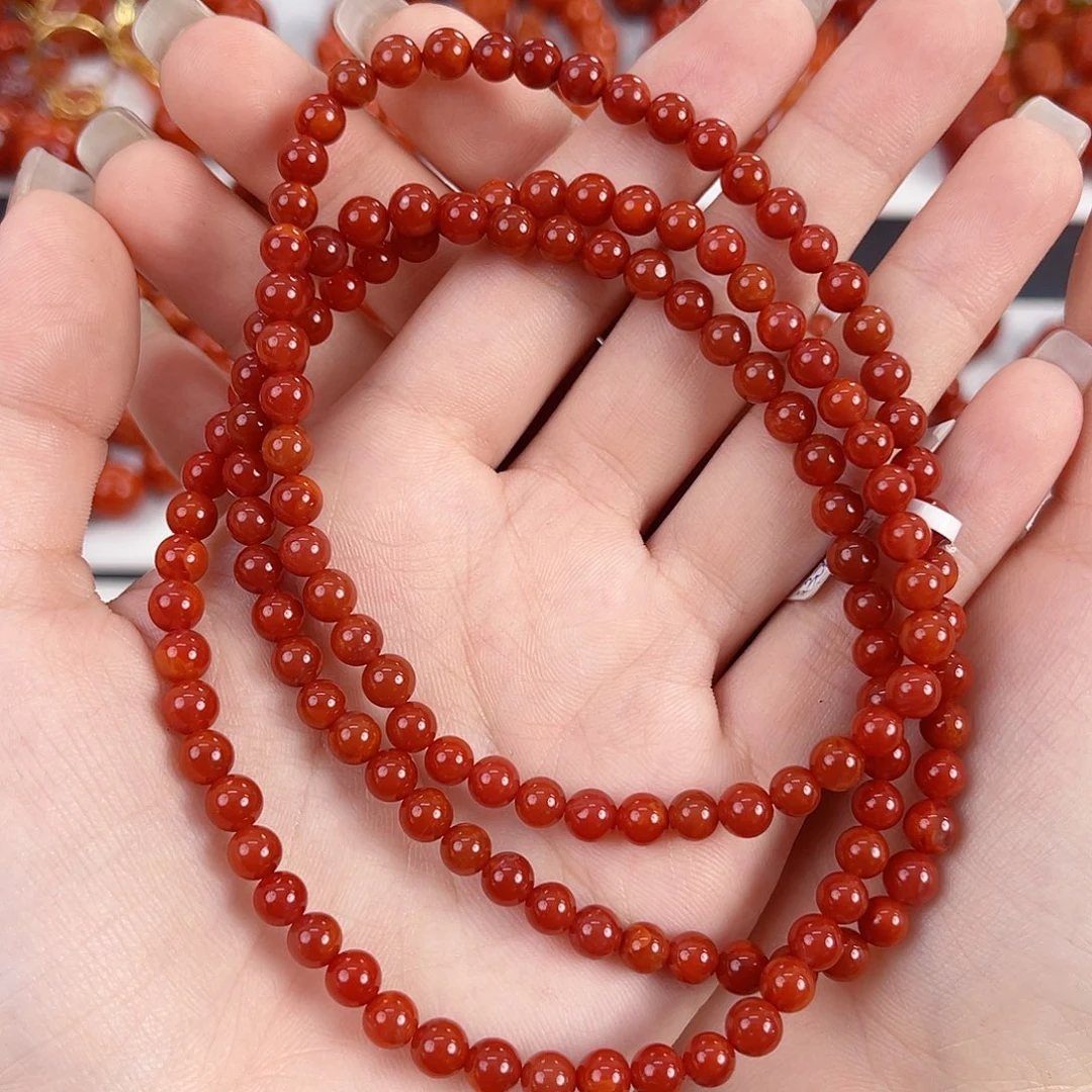 南红玛瑙未镶嵌瓦西牛血锦红5mm