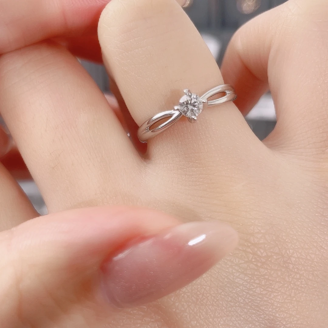 天然钻石戒指/指环18K金镶嵌17060414