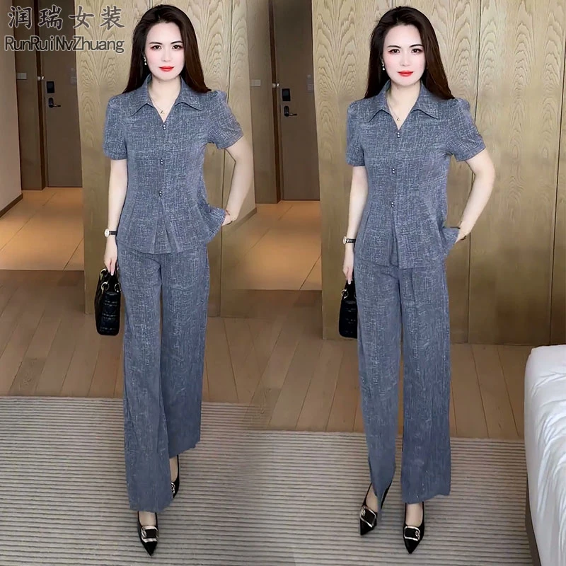 上衣休闲风时尚套装极简风高腰妈妈装西装时尚小香风2025两件套潮