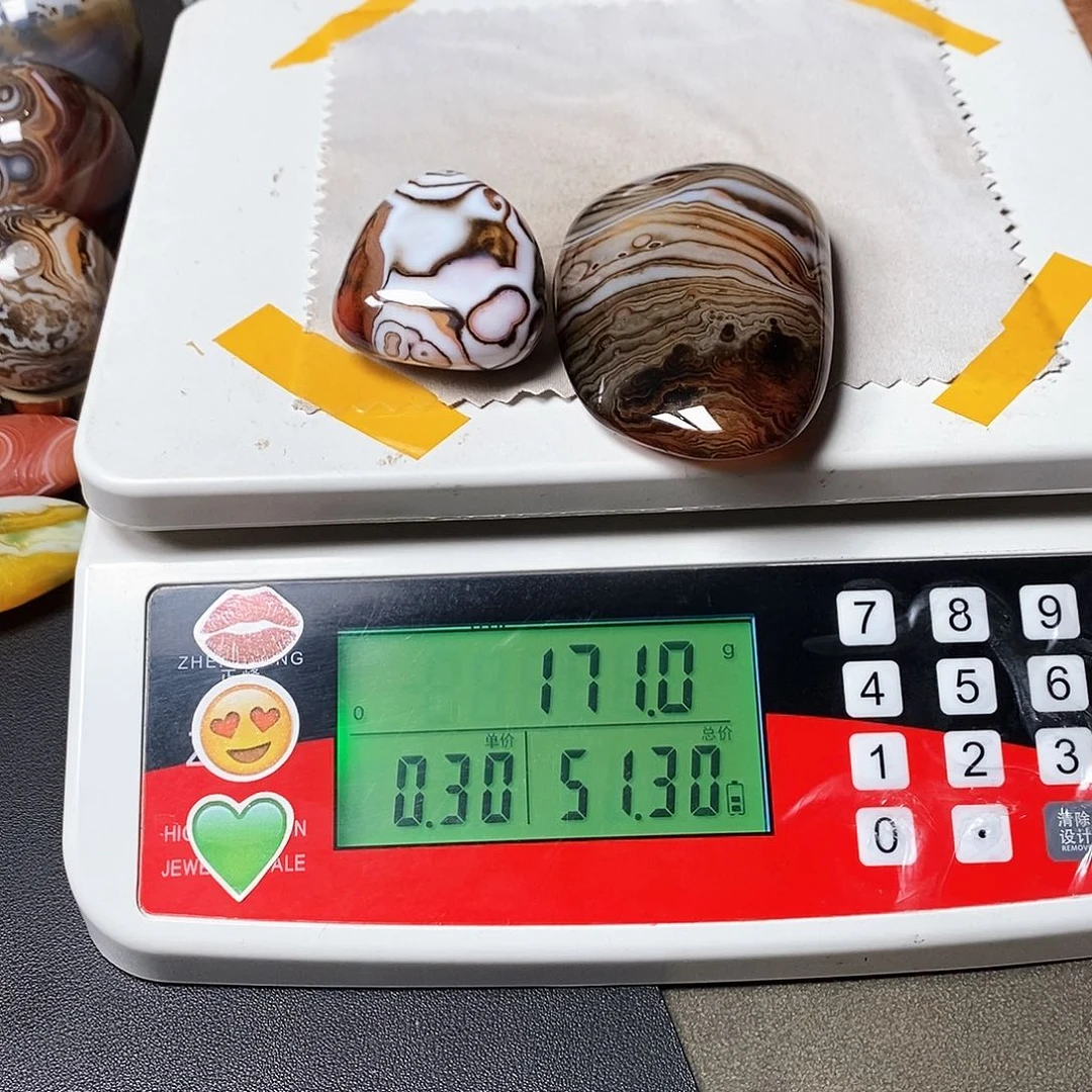 未镶嵌三毛玛瑙/玉髓炳**心