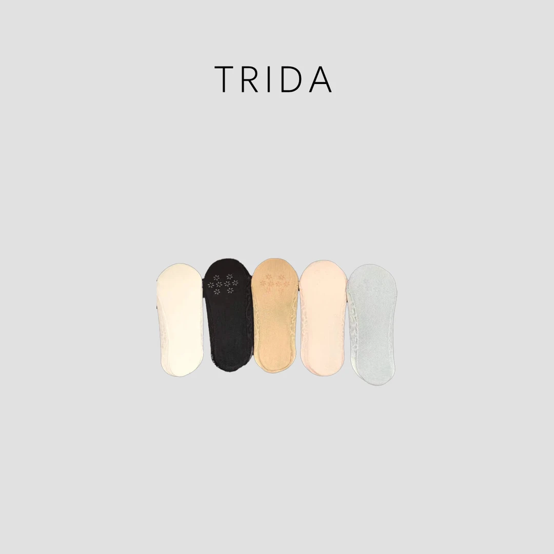 Trida-新款进口长绒棉棉去丑除菌蕾丝纯棉隐形袜5947A
