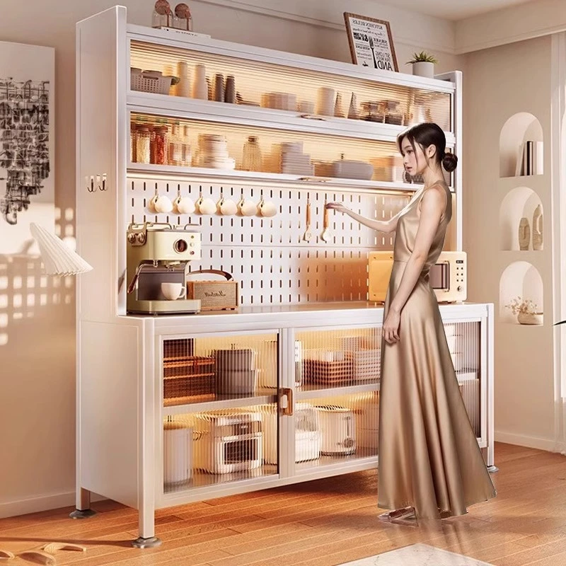 家用餐边柜防尘落地厨房置物柜靠墙一体多功能橱柜多层收纳储物柜