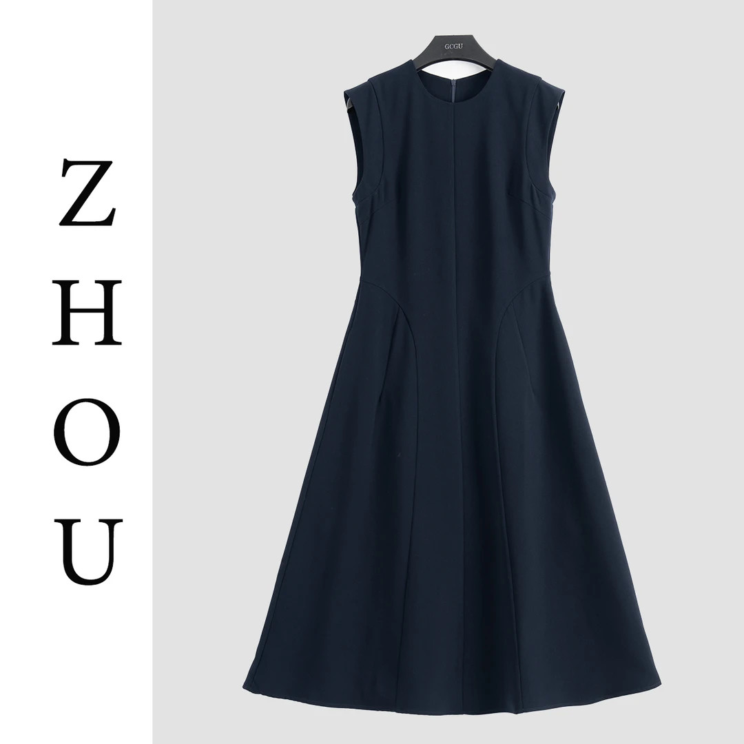 藏青色高端轻奢连衣裙-20075