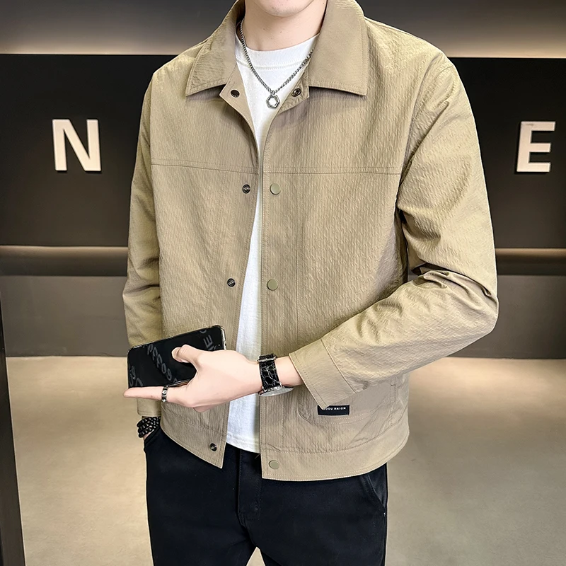 Cebrodz潮牌春秋款新款男青年翻领休闲夹克韩版修身百搭男装上衣