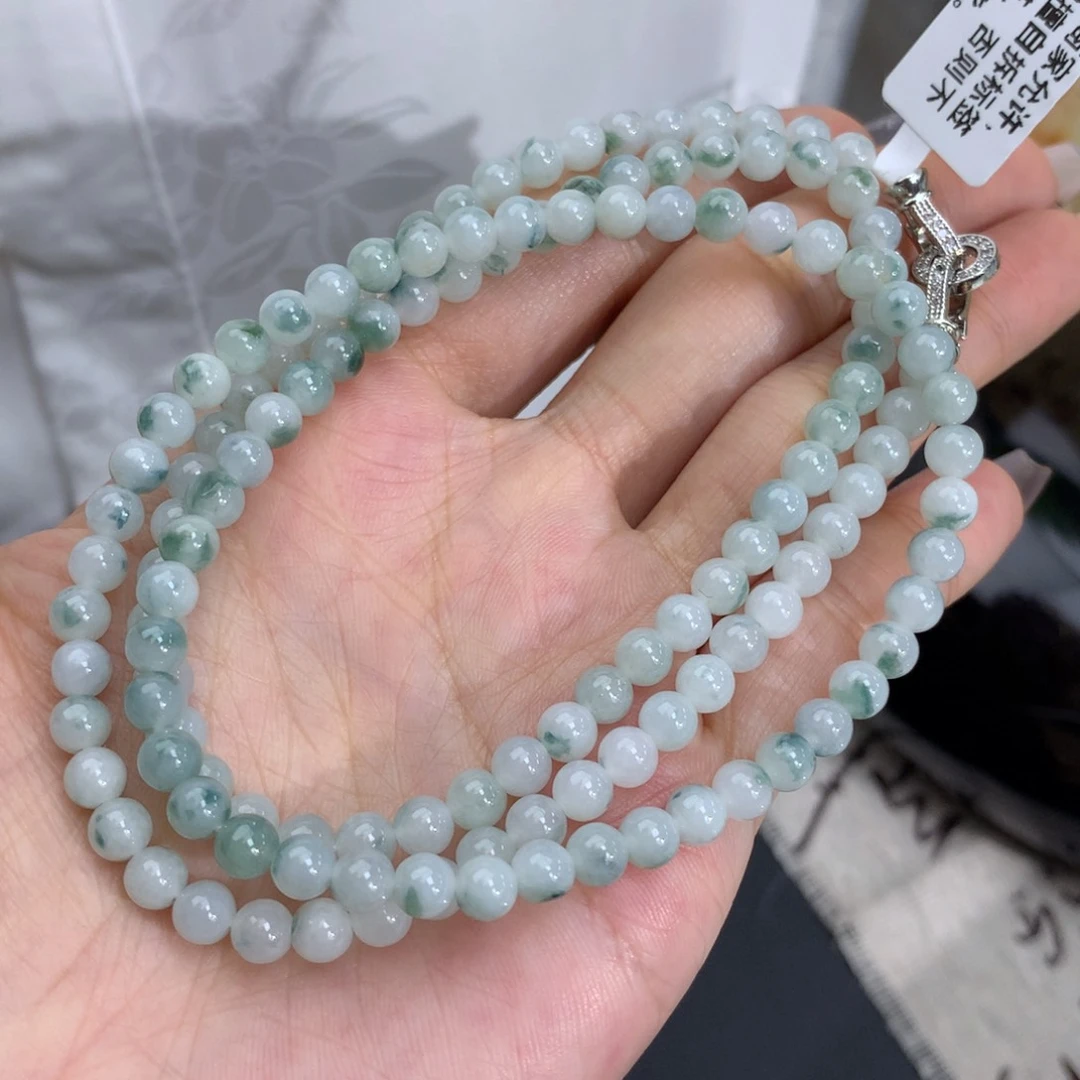 翡翠手链未镶嵌卡4.8细润飘花项链