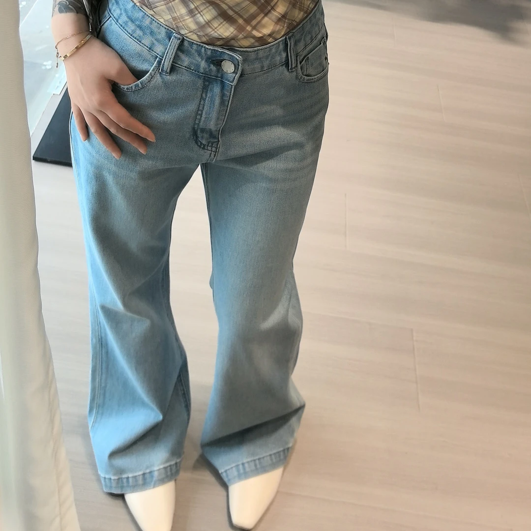 常规蓝色磨白女微喇裤夏季高弹力短裤显瘦通用高腰水洗牛仔裤