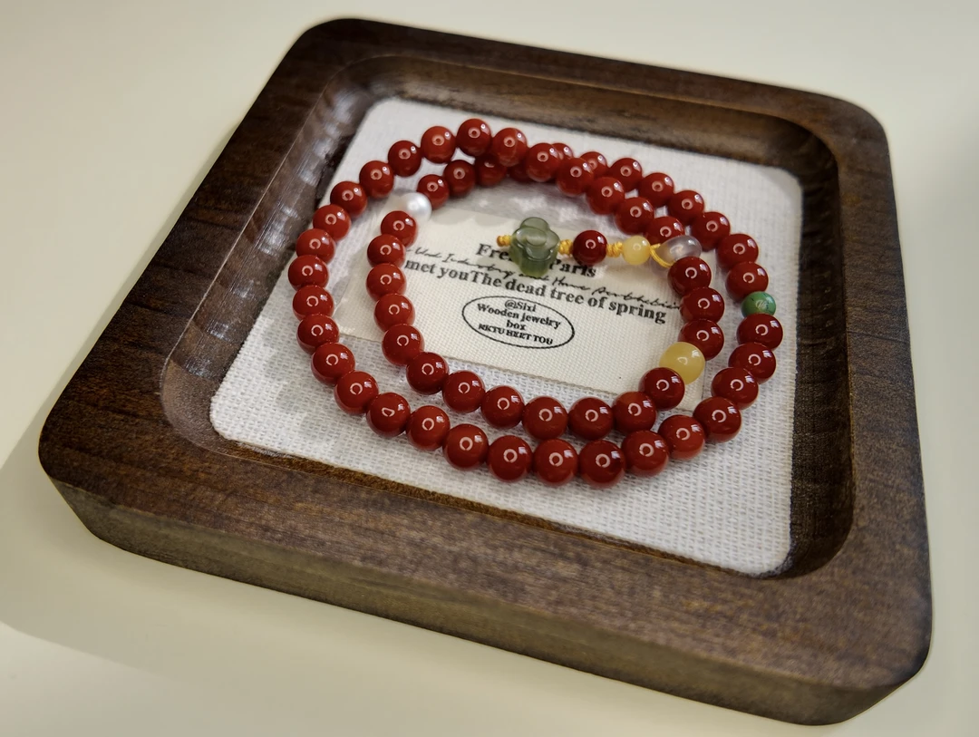 未镶嵌南红柿子红多圈设计款搭配手串手工百搭红色双圈6mm