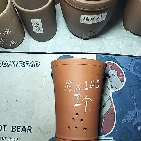 红泥新品两个花盆微瑕