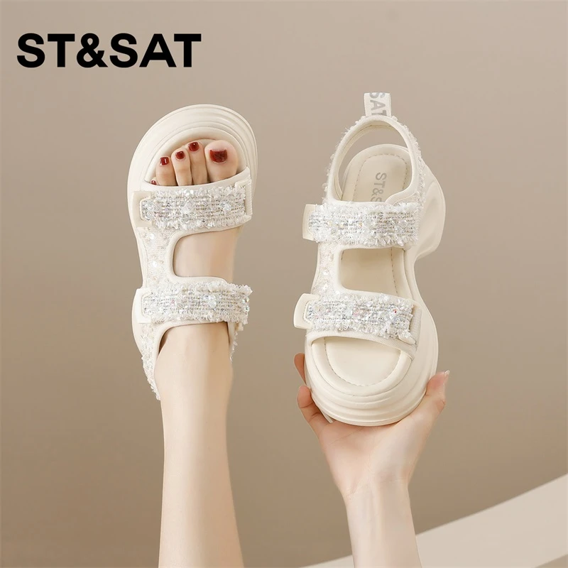 星期六厚底凉鞋2025夏季新款外穿沙滩小个子厚底爆款凉鞋厚底