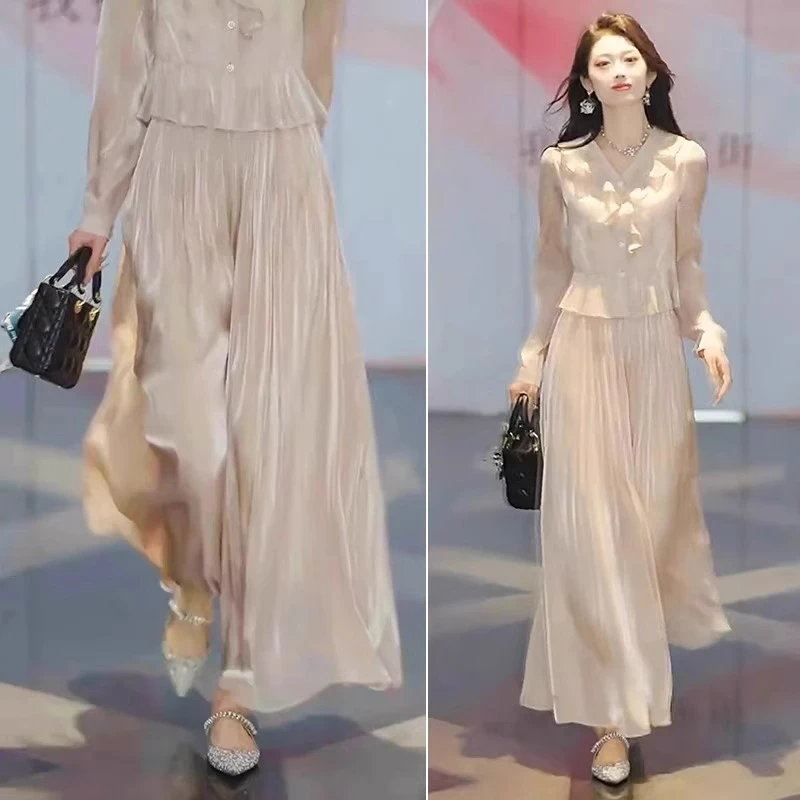 冰丝窄版阔腿裤女夏季薄款高腰垂感宽松显瘦小个子裙裤直筒休闲裤