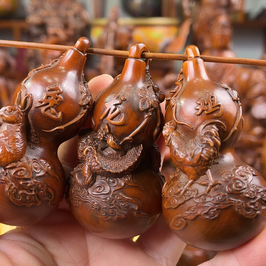 黄杨木黄杨木雕刻 兔 龙 鸡