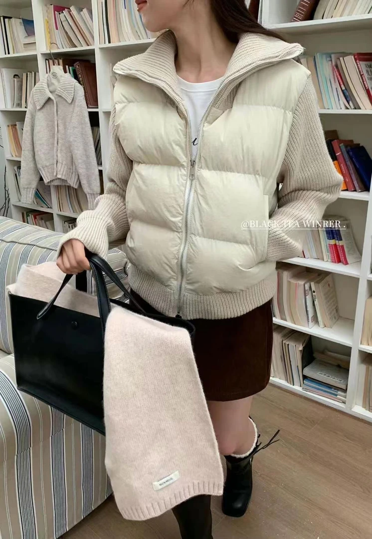 红茶家/巴恩风羽绒棉服杏色外套