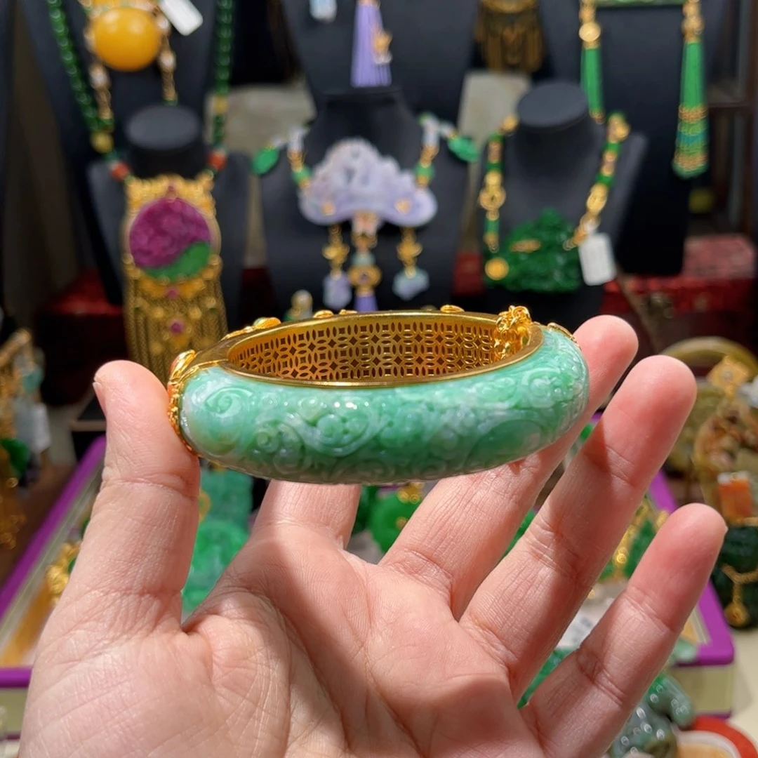 【闪购商品】翡翠手镯银S925镀金镶嵌 福利
