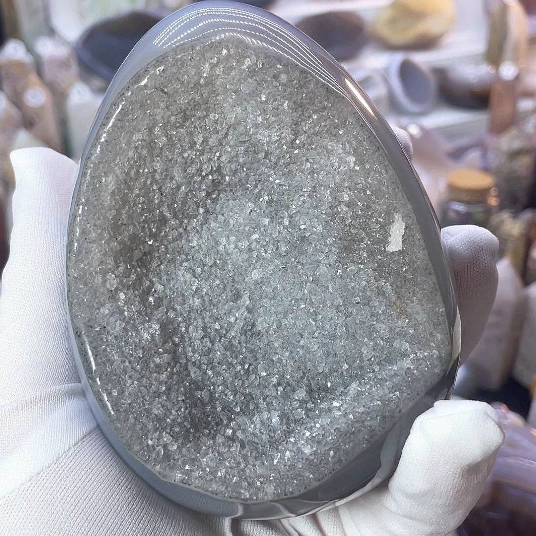 水晶码瑙晶洞龙蛋未镶嵌冬*