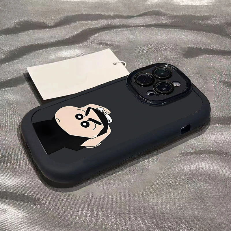 梳头小新适用iphone16promax苹果15/14P手机壳泡芙13p/12/11全包