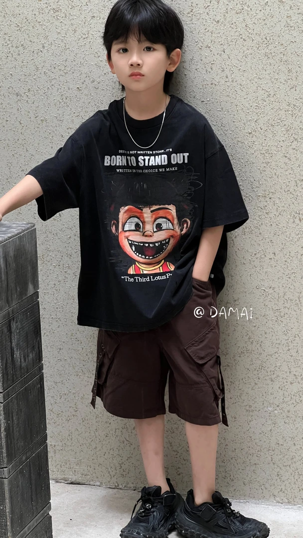 【衣佳】2031哪吒黑色T恤