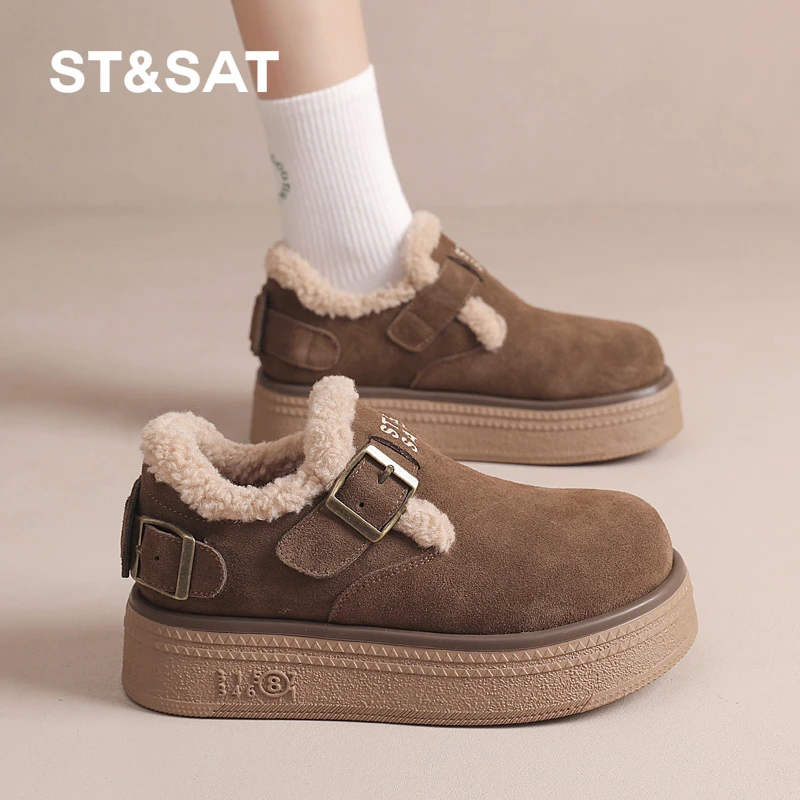 星期六棉鞋女冬2025百搭新款女鞋女款冬款加绒加厚保暖秋冬勃肯鞋