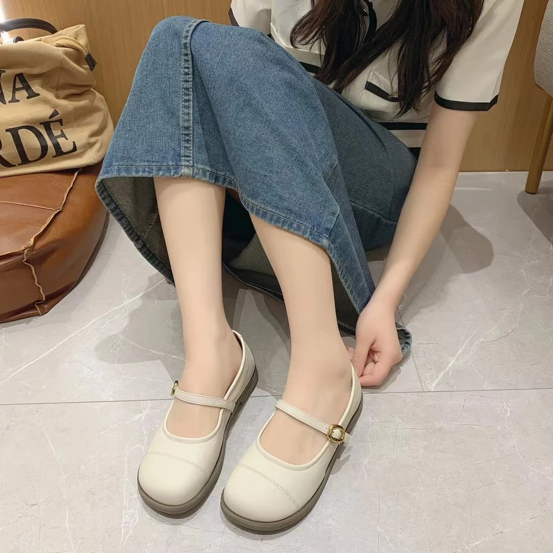 真皮玛丽珍皮鞋女春夏秋减龄单鞋洛丽塔乐福鞋百搭1806