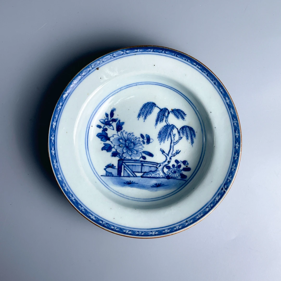 清乾隆青花牡丹垂柳图小盘-M25CT00C966-02