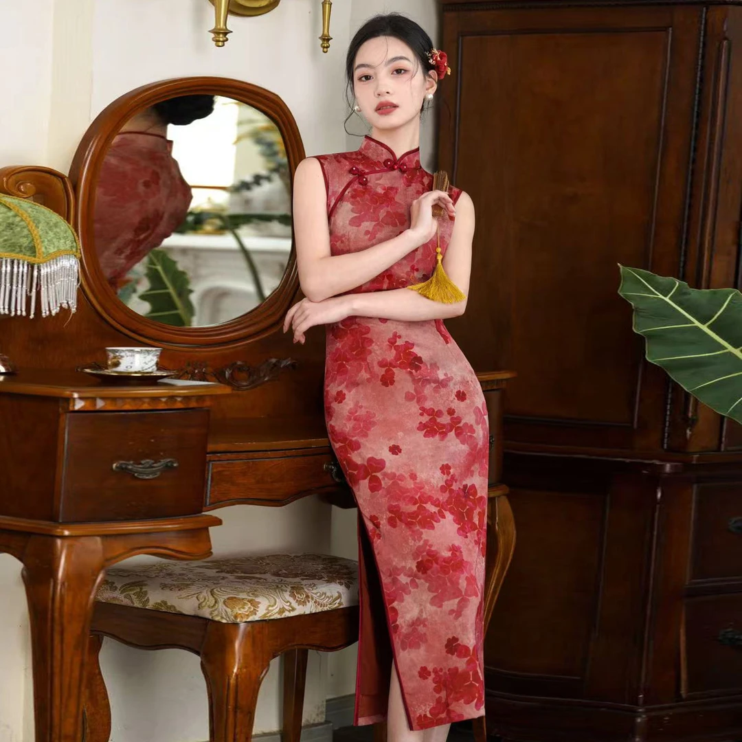 【依瑶】2025春轻网红少女款无袖气质新中式旗袍修身显瘦日常连衣裙