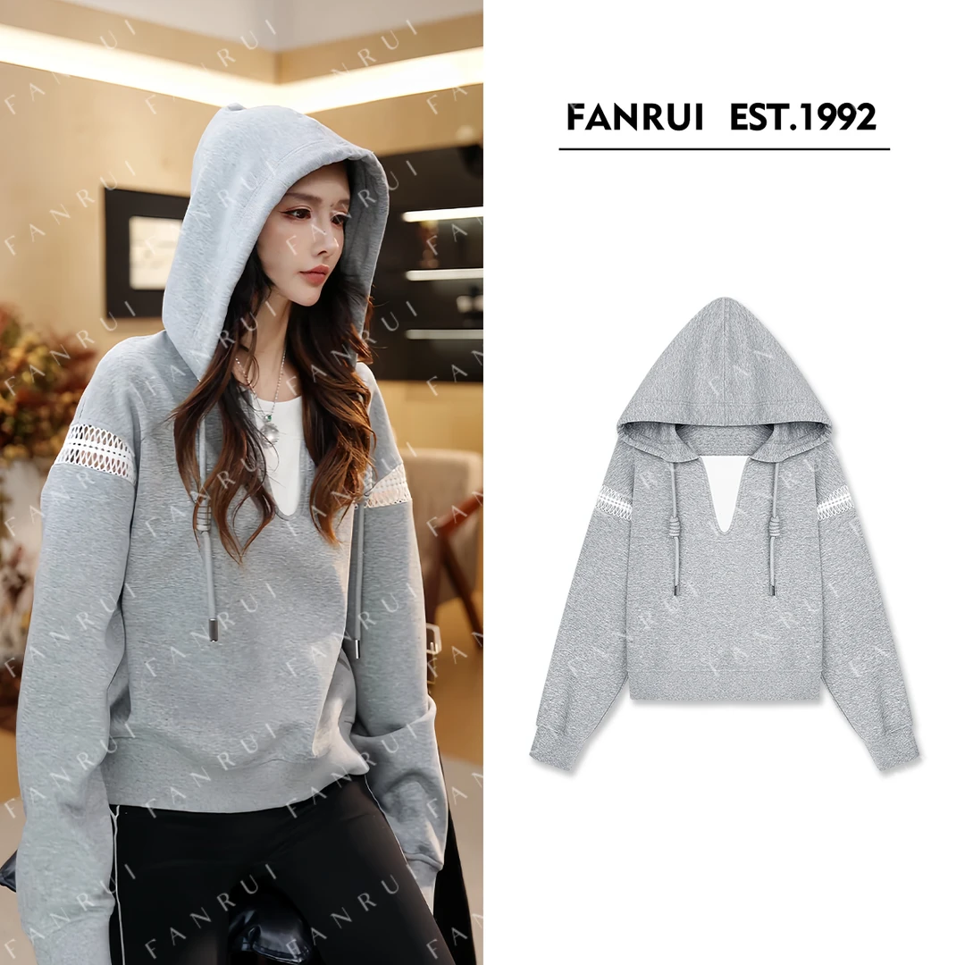 FANRUI/泛芮「萤窗微隙」抽绳连帽时髦镂空设计感小众卫衣女B18106
