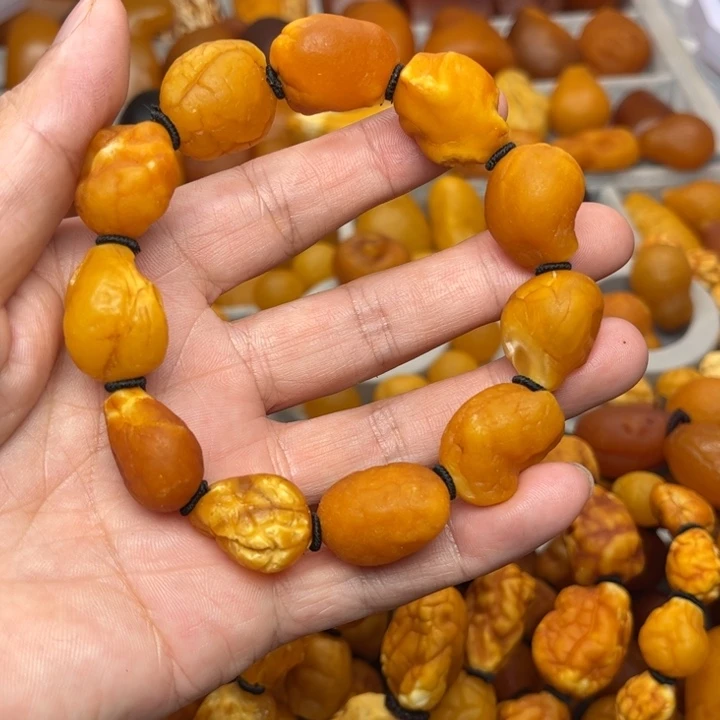 琥珀未镶嵌裸石天然蜜蜡手串