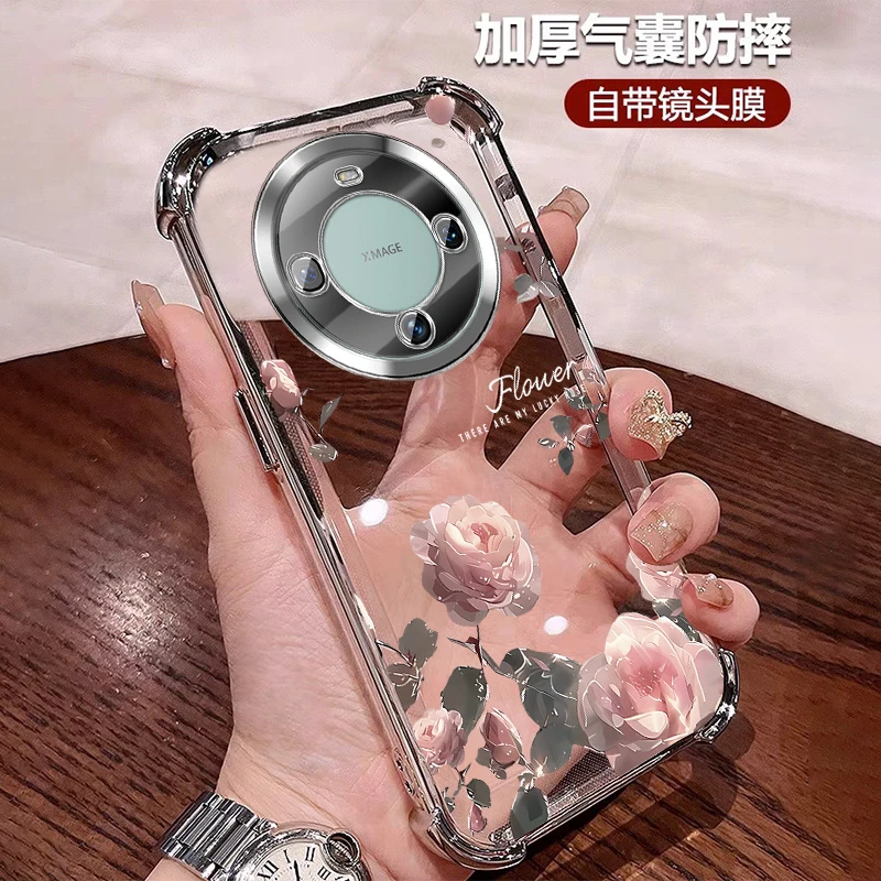 新款适用华为mate60pro手机壳气囊防摔套MATE60PRO+全包镜头膜INS