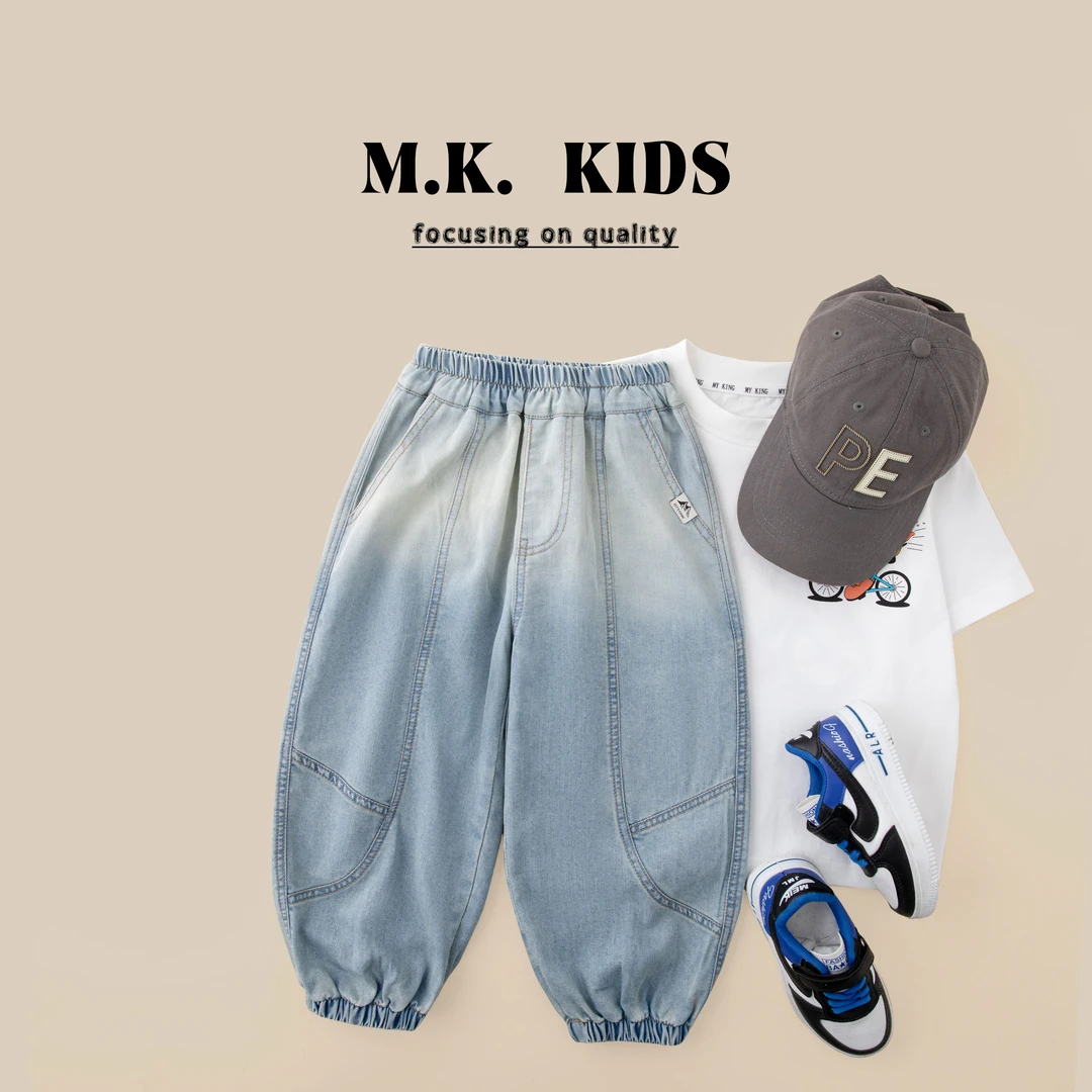 现货儿童夏款牛仔裤2025新款男童时尚春夏休闲裤XR8325华子童装