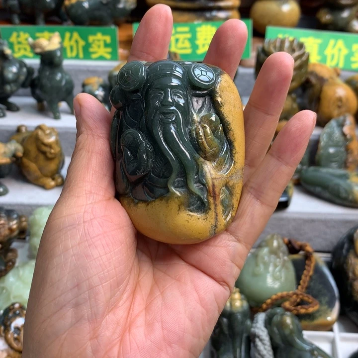 岫岩河磨玉（透闪石质玉）手把件未镶嵌你****生