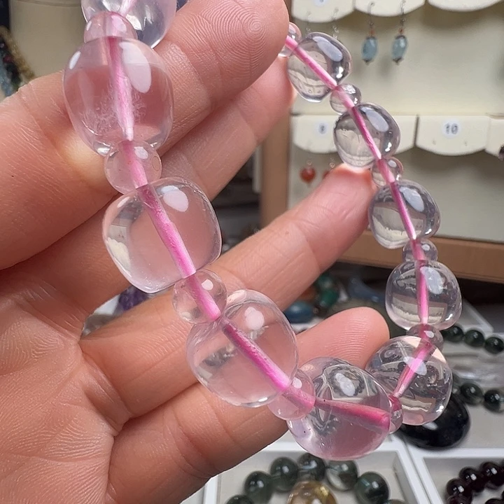 芙蓉石手链未镶嵌天然冰粉晶苹果