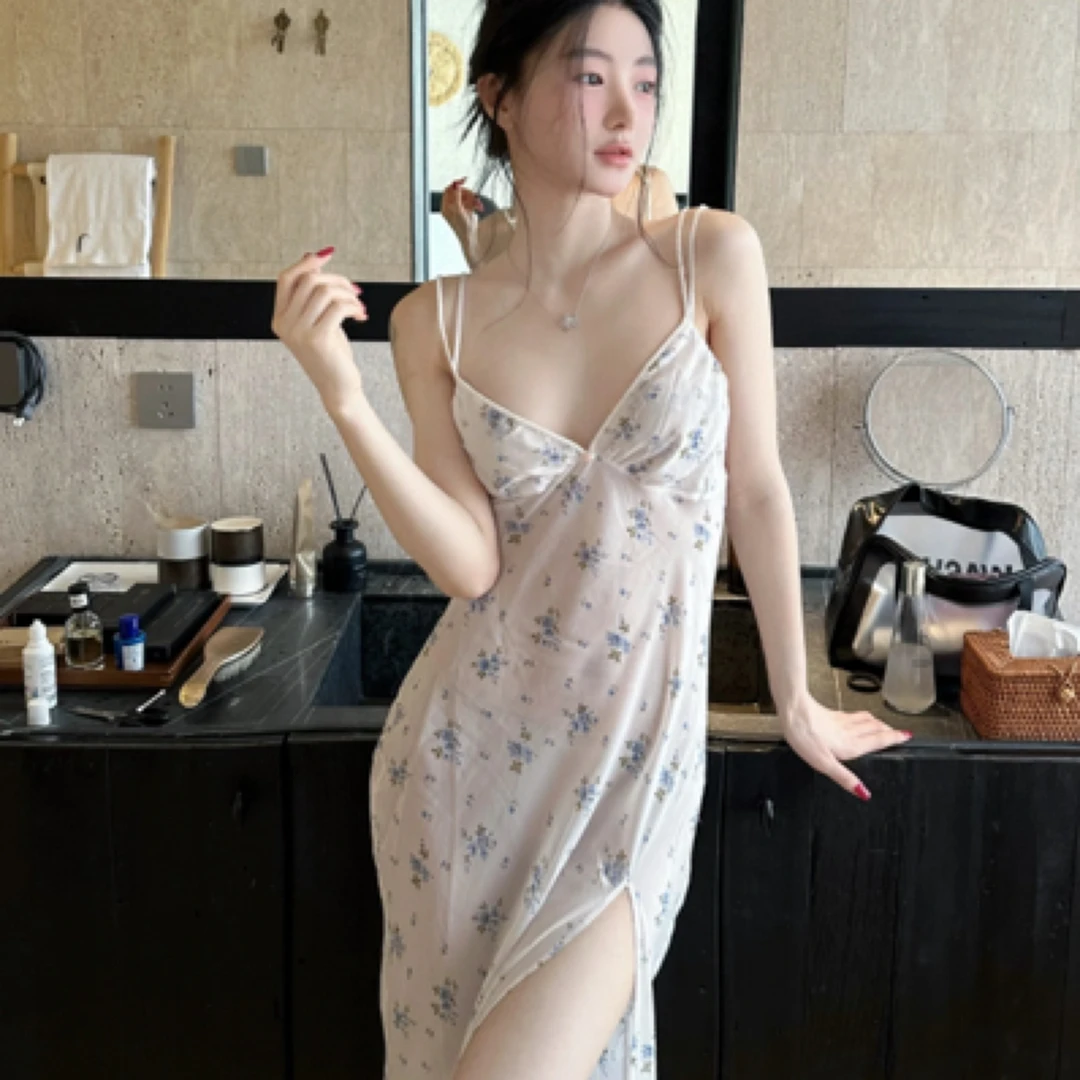 法式纯欲高级碎花吊带夏季睡衣
