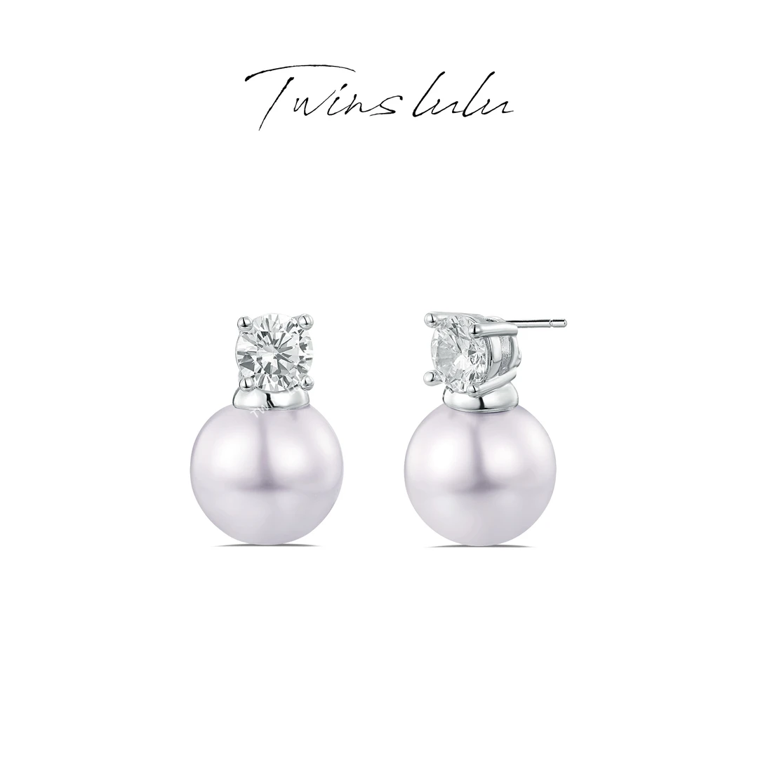 TWINS LULU 镀k金 珠珠轻奢气质白色百搭小众简约耳环TSL1039
