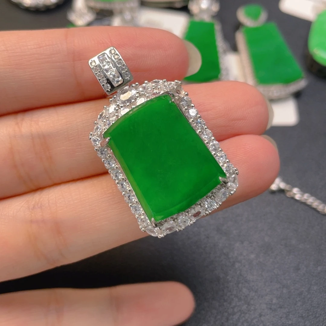 翡翠银S925镶嵌吊坠(不含链)