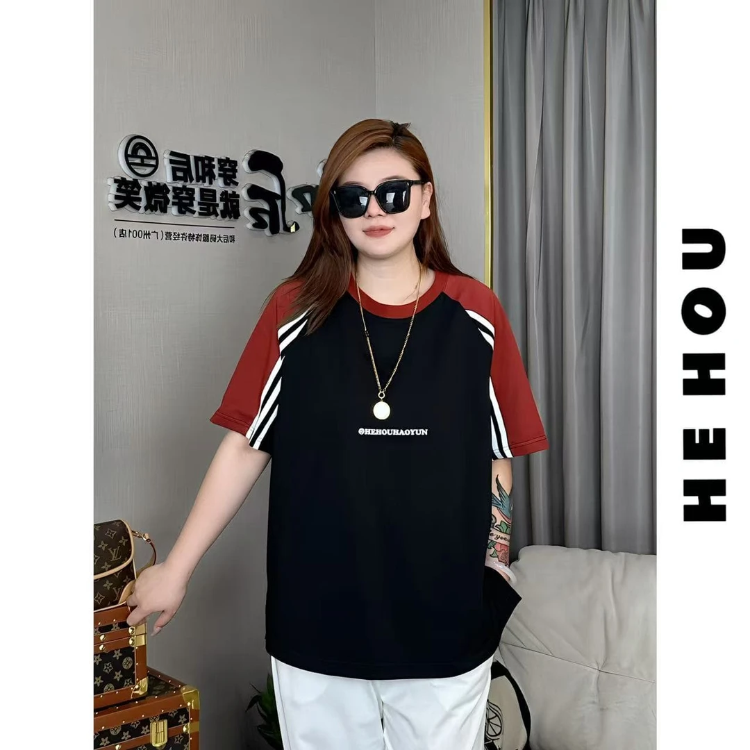 506690 和后面料自带香水圆领时尚休闲百搭撞色T恤