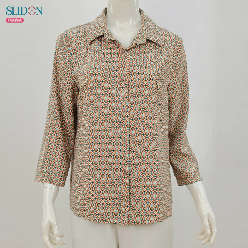 雪丽丹中老年女装时尚休闲百搭女士春秋季妈妈装衬衫