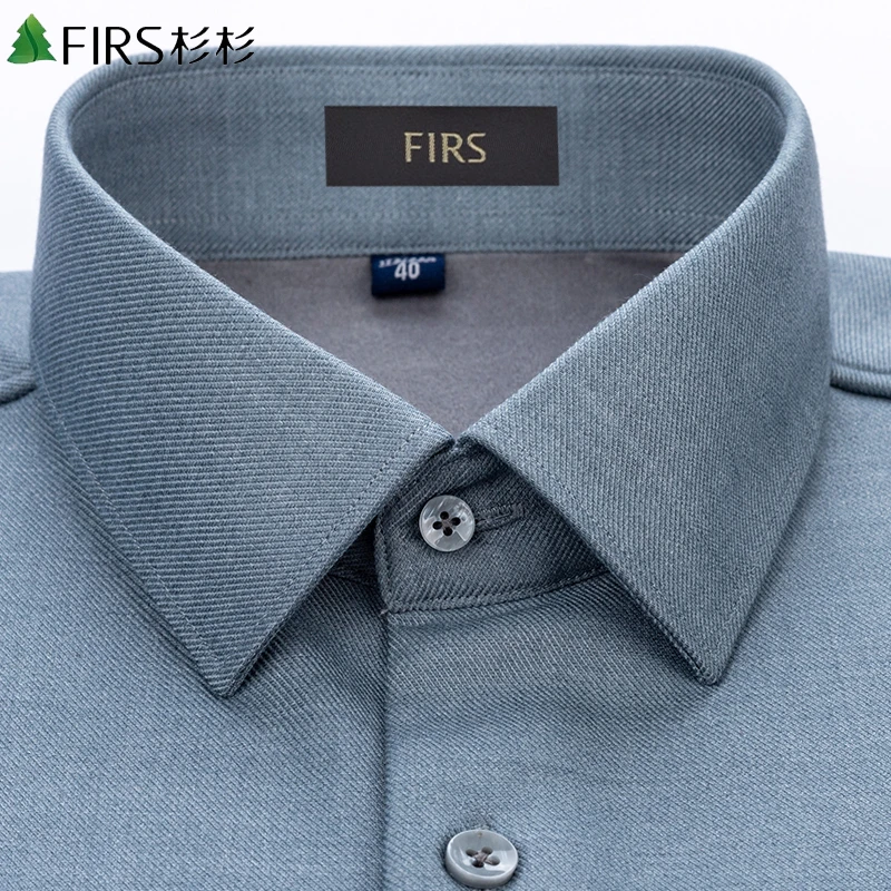 杉杉加绒加厚莫代尔+羊毛衬衫男秋冬新款商务休闲保暖打底衬衣男