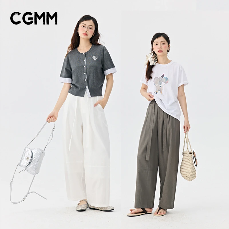 CGMM/橱柜密码夏季高级感垂感休闲裤时尚松紧高腰阔腿裤DSOMB038