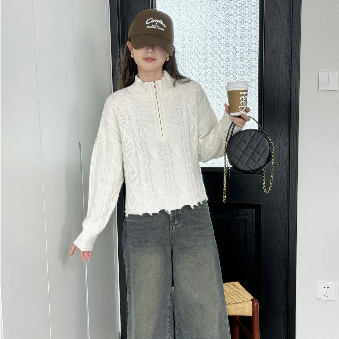 时尚纯色麻花羊毛衫WH-24238