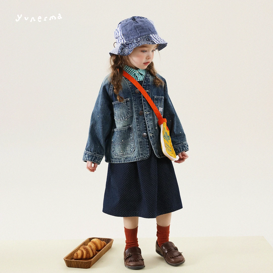 允儿妈女童秋季新款百搭日系牛仔外套宝宝春秋洋气上衣儿童牛仔衣
