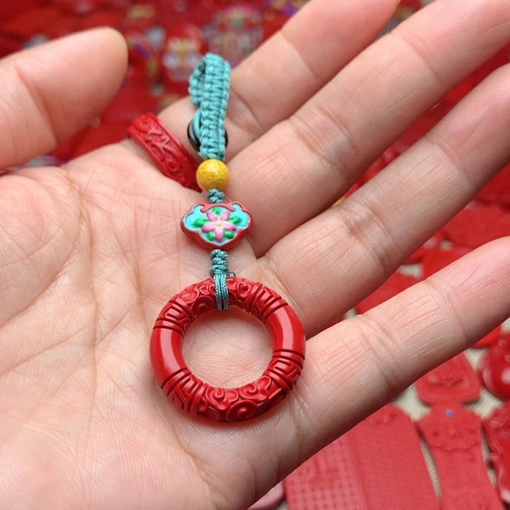 天然辰砂工艺品朱砂钥匙扣