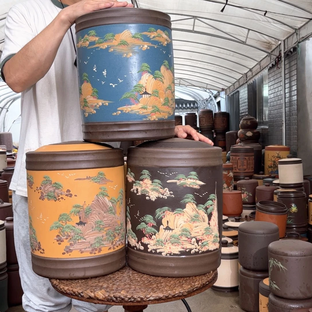 紫砂茶叶罐12 饼茶叶罐3个