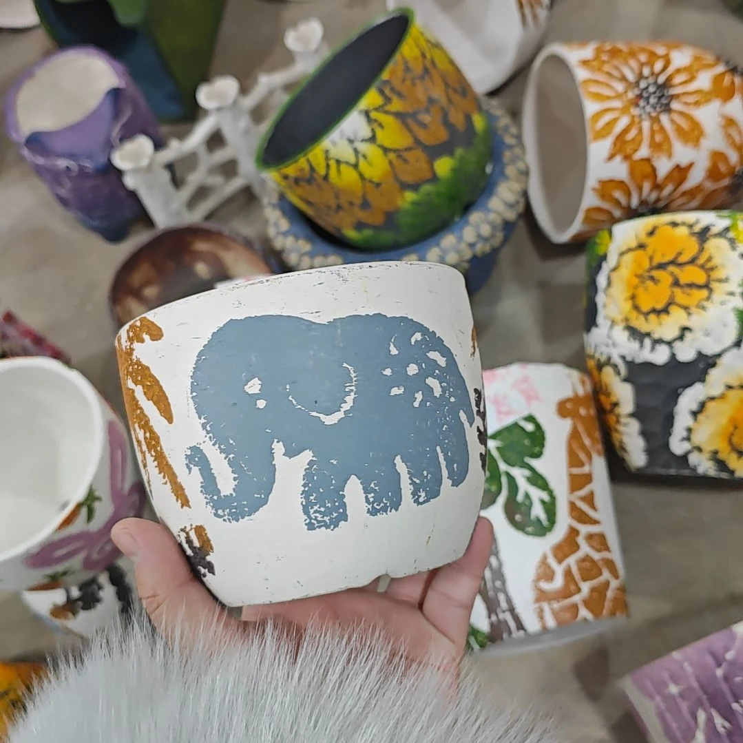 红陶吸水透气的白陶花盆凑满12发货