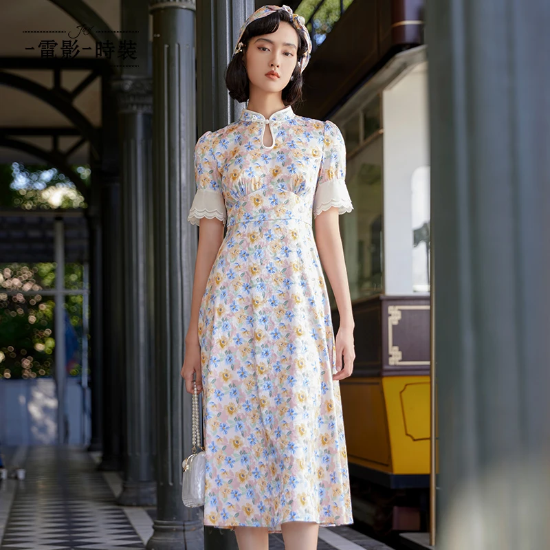 【老板娘夏天】一电影一时装改良旗袍连衣裙碎花显瘦FCJL127675