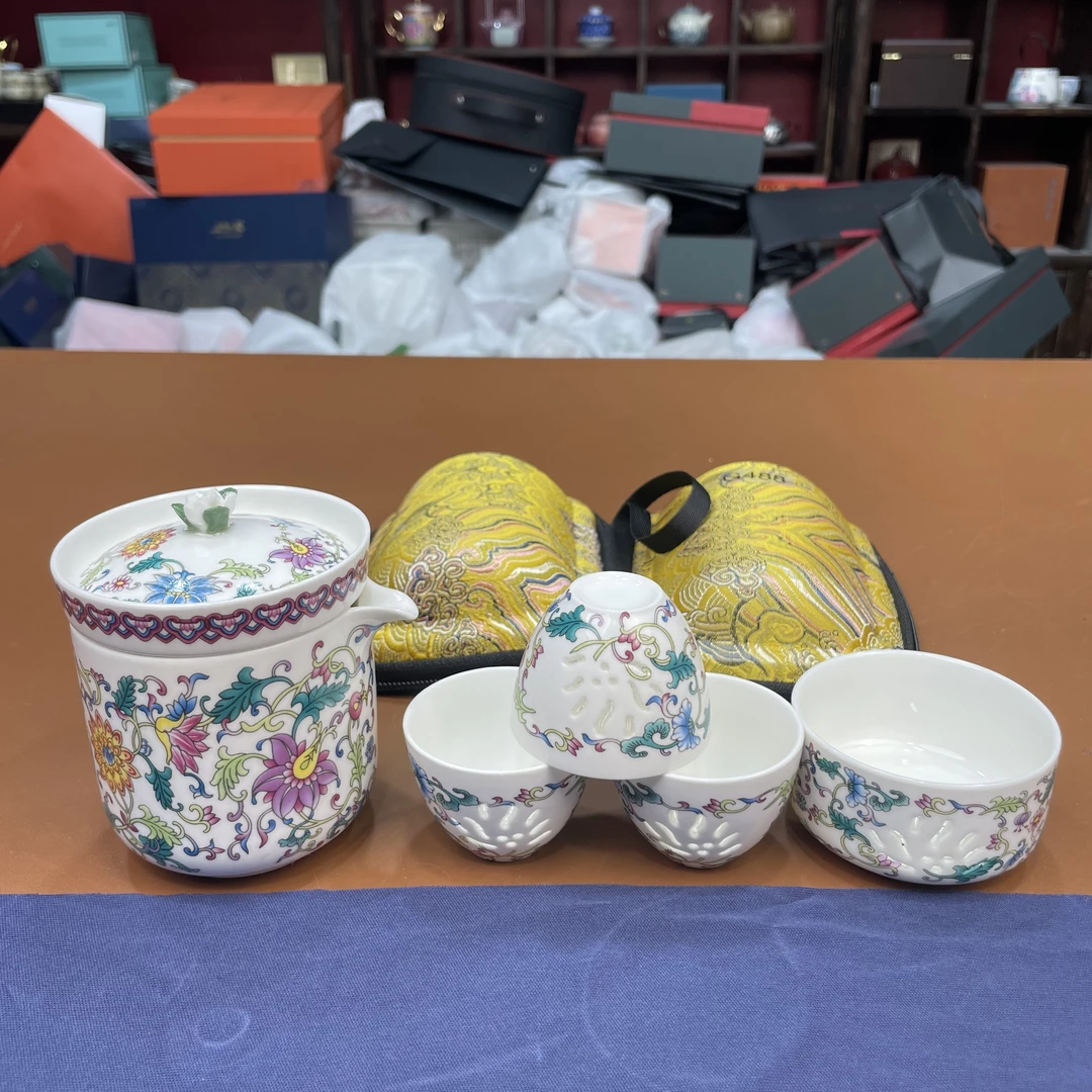 【闪购链接】G488-福言堂缠枝莲旅行茶具
