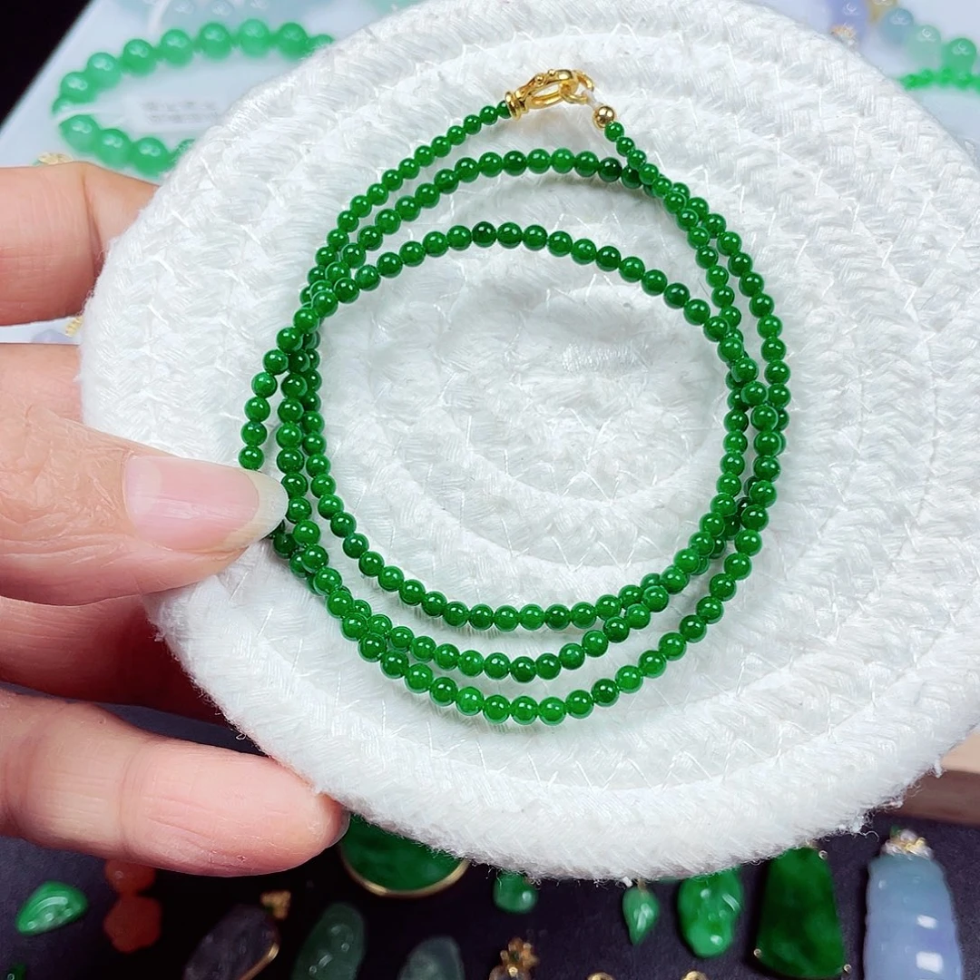 翡翠18K金镶嵌手链天然缅甸翡翠A货卡