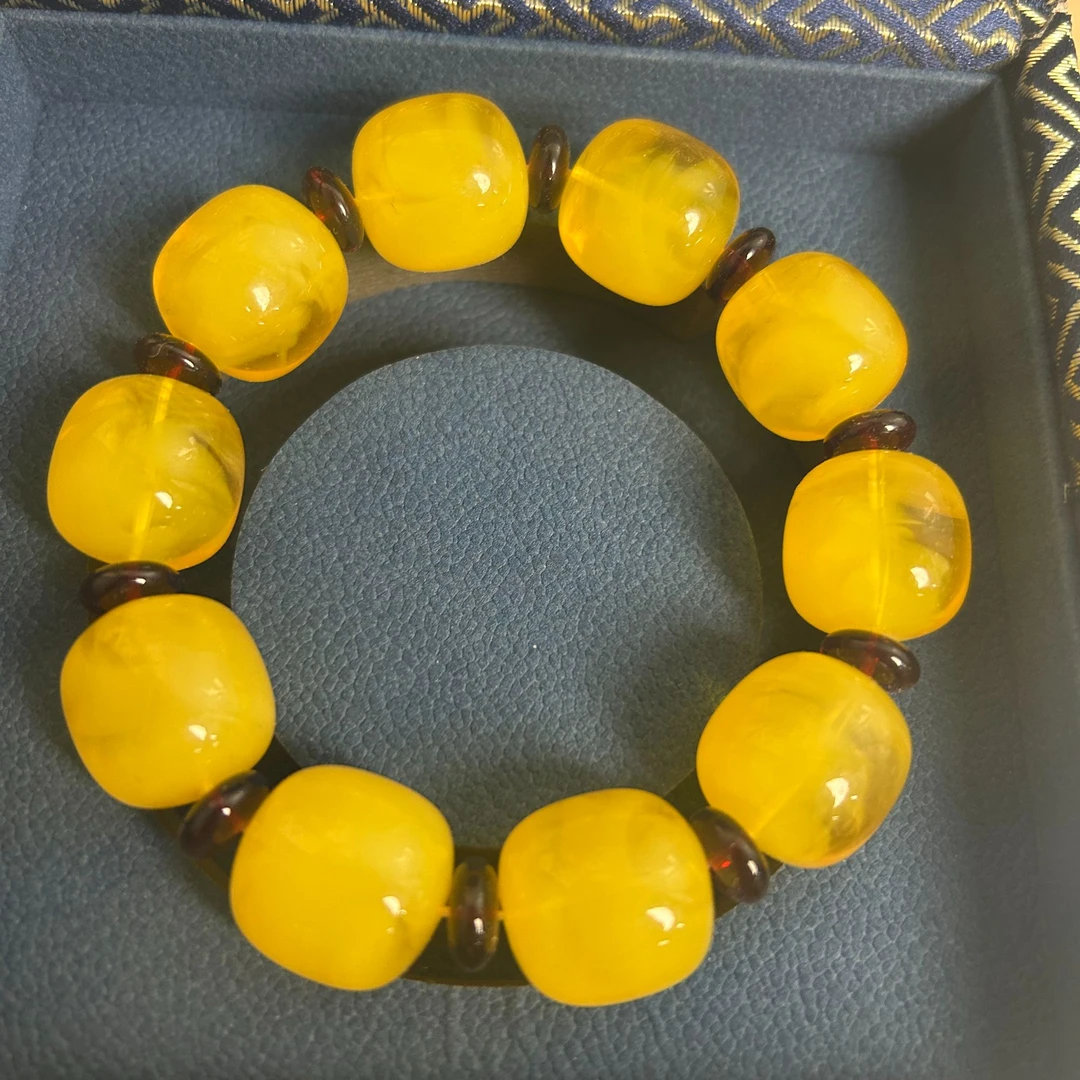 蜡 黄珠黑垫片手串 链接12号