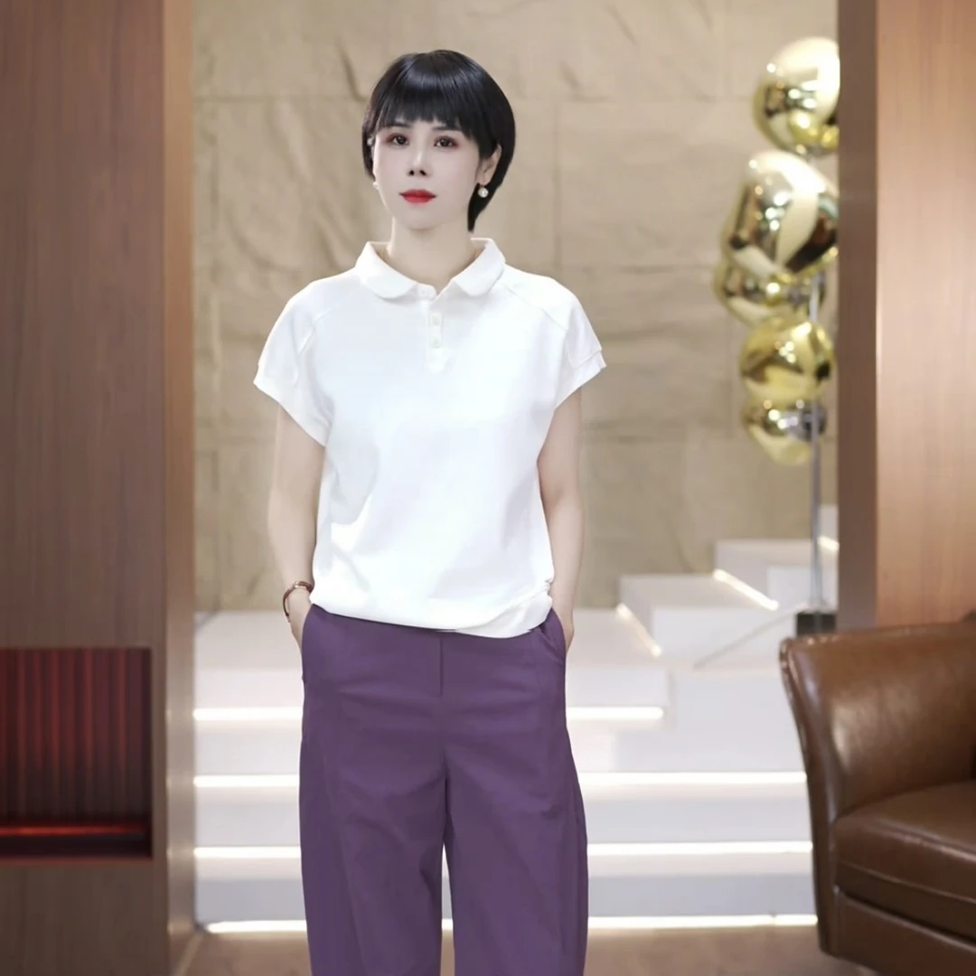 【渲渲推荐】QQ-79218春夏季显瘦翻领纽扣POLO衬衣