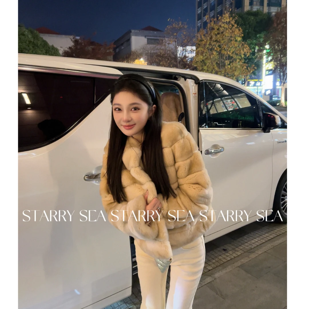 PP 【留洋千金】老钱风定染獭兔毛皮草外套短款#PP0361SY