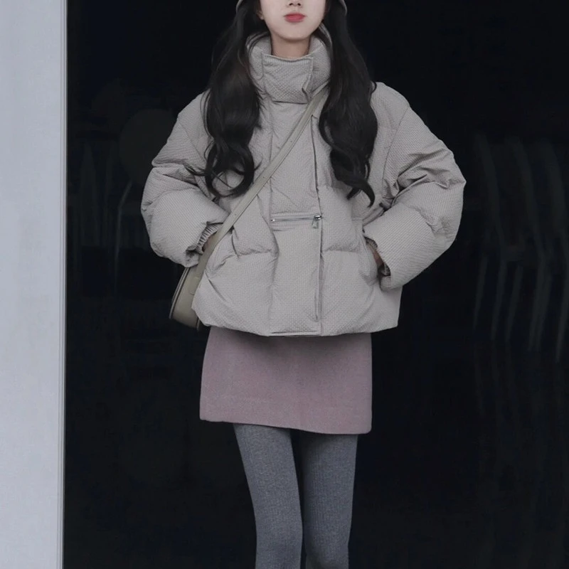 涤纶90%冬季小个子穿搭一整套今年流行漂亮名媛风外套棉衣服半裙