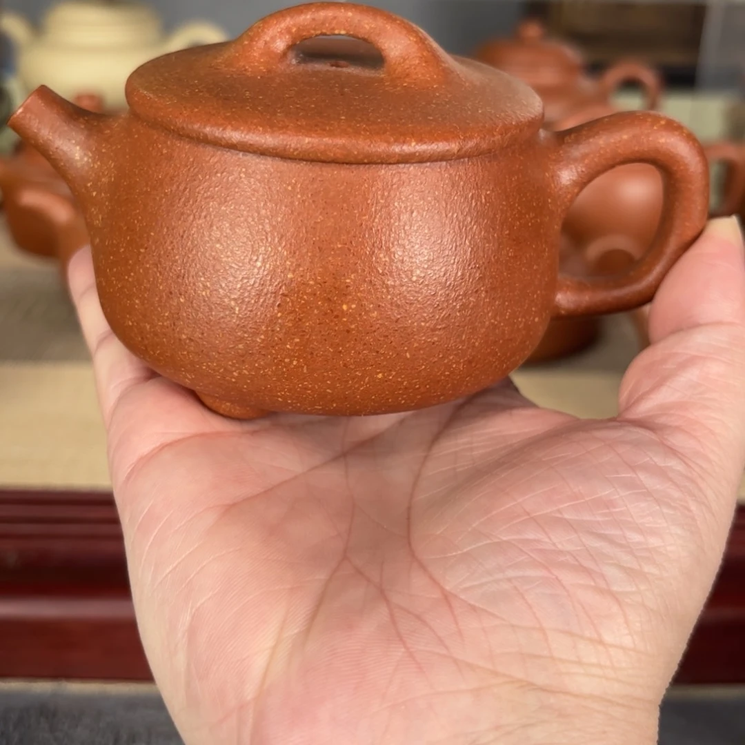 紫砂茶壶红降坡宽口160